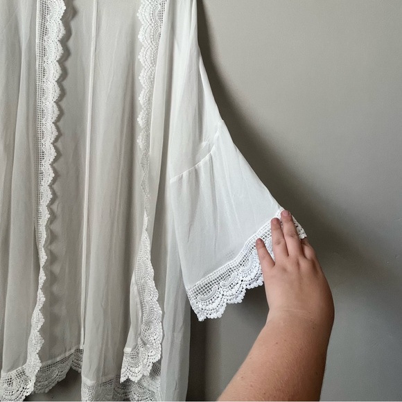 Amazon Lace Sheer White Open Duster Plus Size 4X - Picture 5 of 7